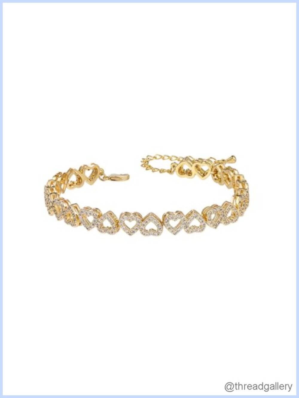 Rhinestone Tennis Bracelet Brass Cuban Link Chain 8 Inch